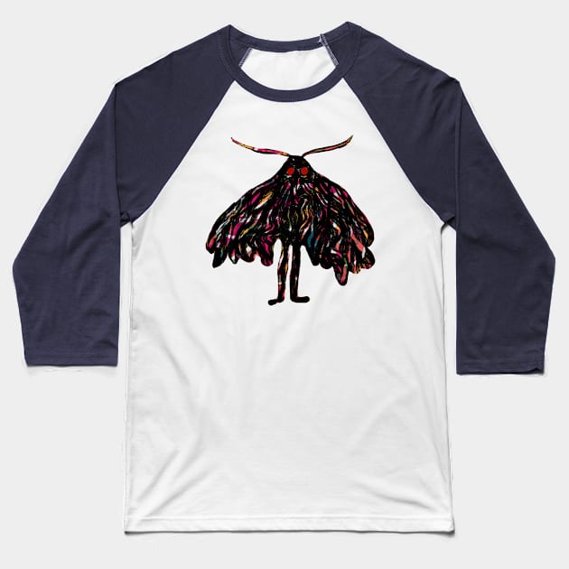 Watercolor Mothman Baseball T-Shirt by flywithsparrows